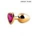Золотистая анальная пробка с малиновым кристаллом - 9 см.