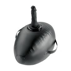 Черный надувной мяч с платформой для фиксации дилдо Body Dock Inflatable Love Ball