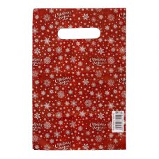 Красный подарочный новогодний пакет с вырубной ручкой (20х30 см) Красный подарочный новогодний пакет с вырубной ручкой (20х30 см)