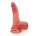 Телесный силиконовый фаллоимитатор на присоске - 23 см.