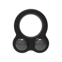 Черное эрекционное кольцо с утяжелителями Cockring Dual Weight