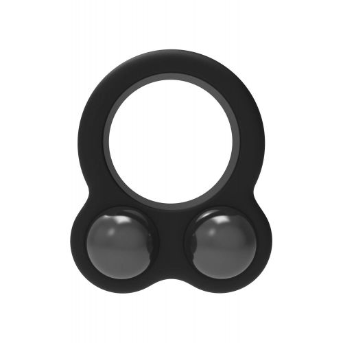 Черное эрекционное кольцо с утяжелителями Cockring Dual Weight