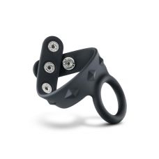 Черное эрекционное кольцо с подхватом мошонки на кнопках VS6 Черное эрекционное кольцо с подхватом мошонки на кнопках VS6
