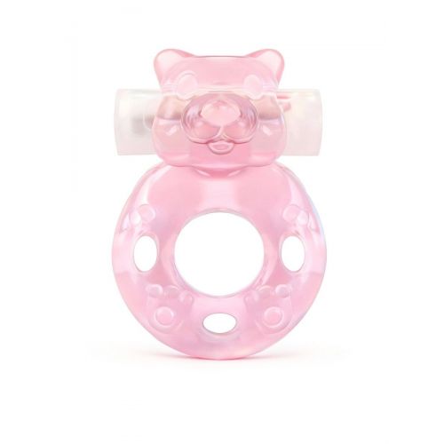 Розовое эрекционное виброкольцо в форме мишки