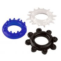 Набор из 3 эрекционных колец разного цвета и рельефа