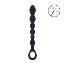 Черная силиконовая цепочка Beaded Snake Silicone Anal Probe with Loop - 26 см.