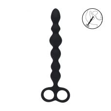 Черная анальная цепочка Beaded Silicone Anal Probe with Double Loop - 24 см.