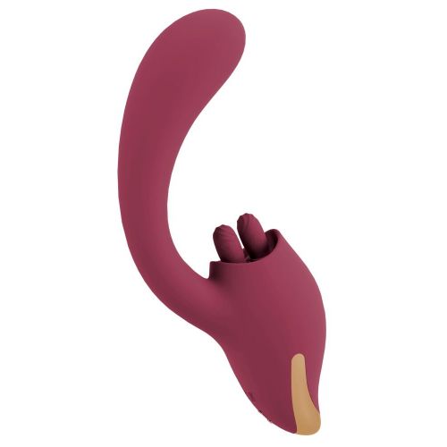 Малиновый вибратор с подвижными язычками 2 Function Vibrator - 20,6 см.