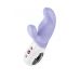 Сиреневый вибратор с клиторальным стимулятором Miss Bi - 17 см.