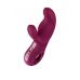Бордовый вибратор с клиторальным стимулятором Miss Bi - 17 см.