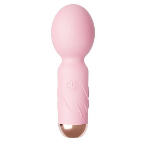 Нежно-розовый мини-wand вибратор для стимуляции эрогенных зон
