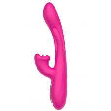 Розовый вибратор со стимуляцией клитора и фингерингом - 23,5 см. Розовый вибратор со стимуляцией клитора и фингерингом - 23,5 см.