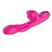 Розовый вибратор со стимуляцией клитора и фингерингом - 23,5 см.