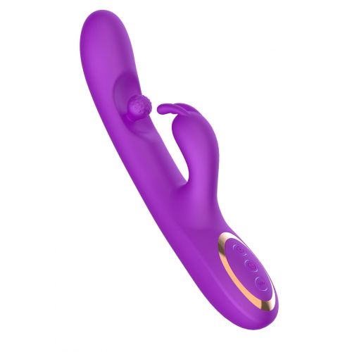 Фиолетовый вибратор-кролик с вращающимся шариком