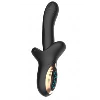 Черный вибратор с постукивающим эффектом - 22 см.