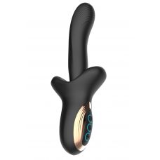 Черный вибратор с постукивающим эффектом - 22 см.