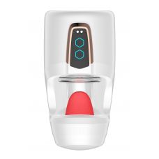 Белый мастурбатор с язычком и возвратно-поступательными движениями