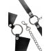 Черная портупея-чокер с поводком и карабином в виде кольца Черная портупея-чокер с поводком и карабином в виде кольца
