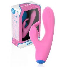 Розовый мини-вибратор типа ’’кролик’’ с управлением через приложение - 14,5 см.