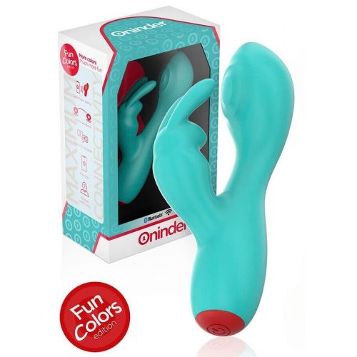 Аквамариновый мини-вибратор типа ’’кролик’’ с режимом постукивания - 12,5 см.